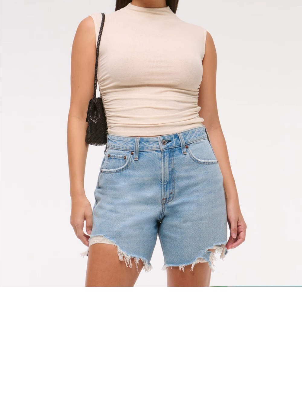 Abercrombie & Fitch Light Blue Frayed-Hem Denim Shorts